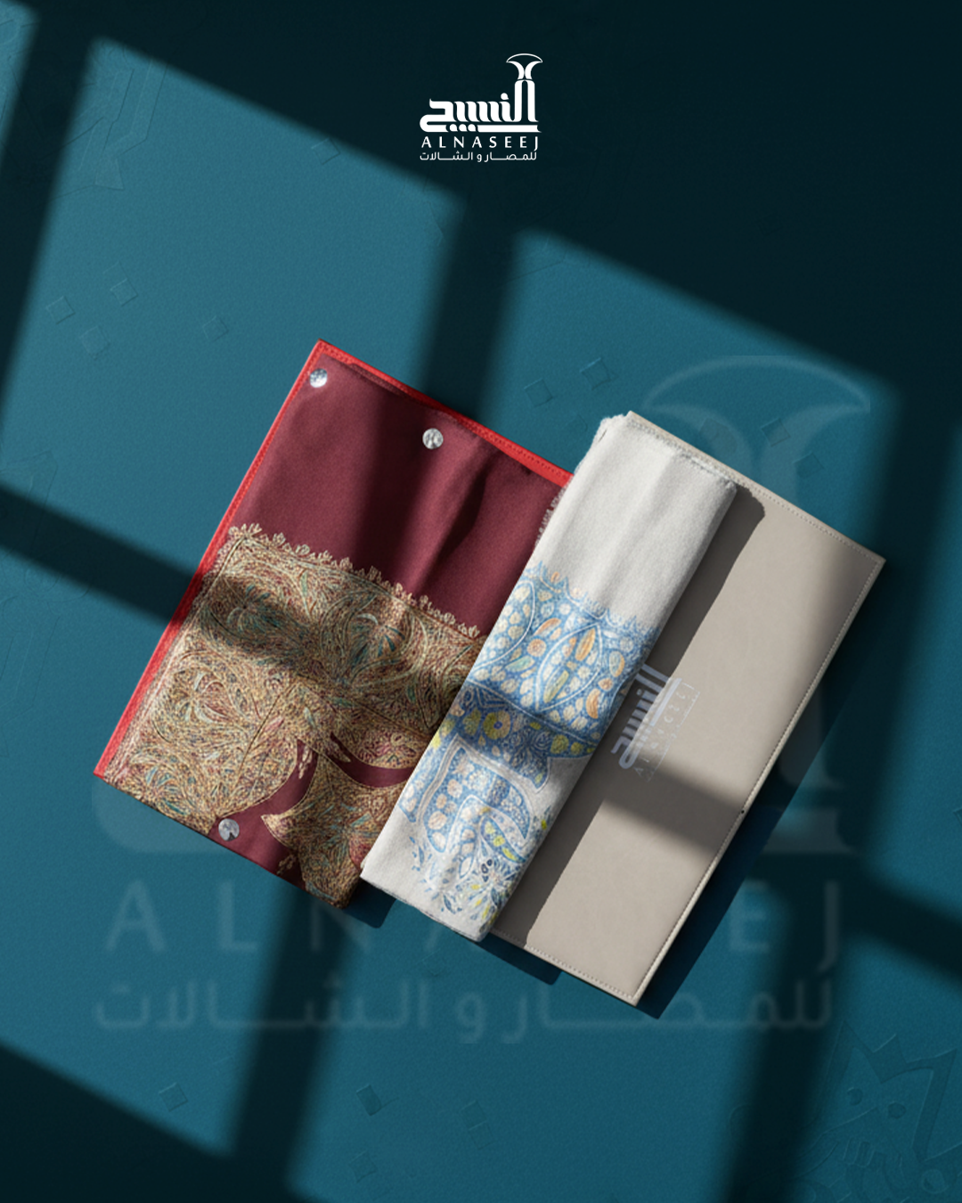 مصر ترمة النسيج مع صندوق الجلد