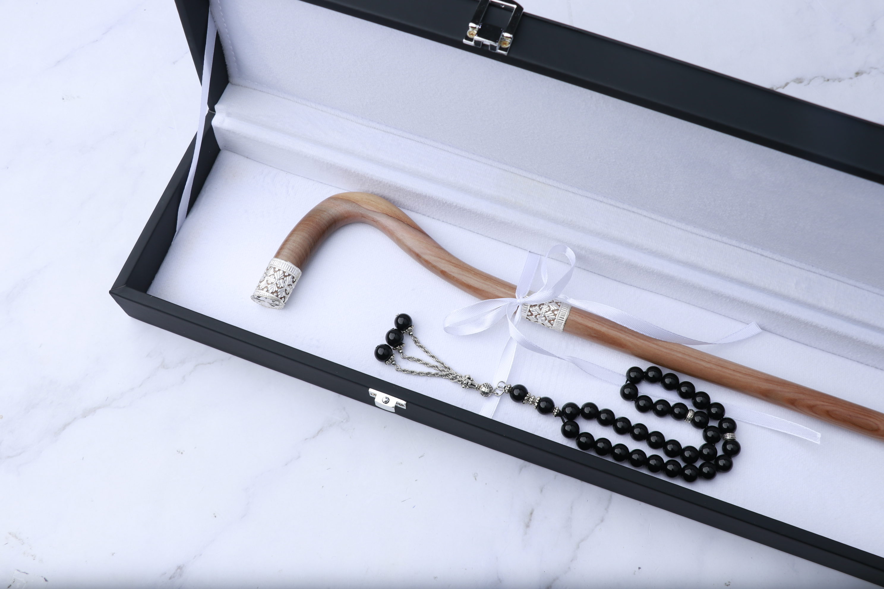 طقم العصا و المسباح مع صندوق الجلد